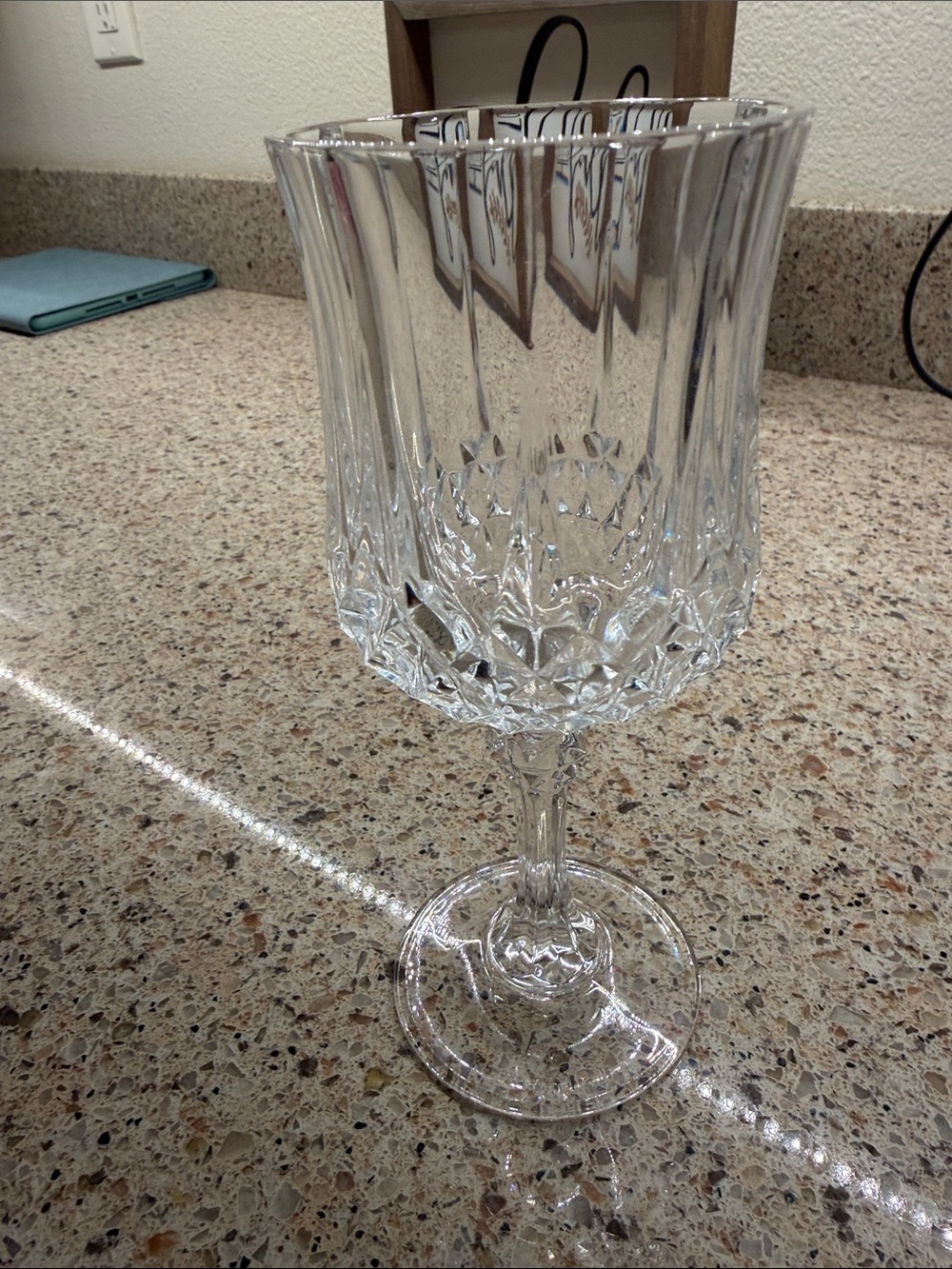 Clear Crystal Water Goblet - Elegant Cut Glass Stemware set of 3